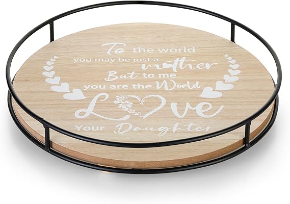 Gifts for Mom from Daughter for Mom Decorative Coffee Table Trays - Birthday Gifts Round Centerpiece Decor